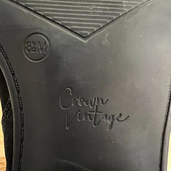 Crown Vintage Womens Black Pointed Toe Block Heel Pull-On Chelsea Boots Sz 8.5M - Picture 9 of 9